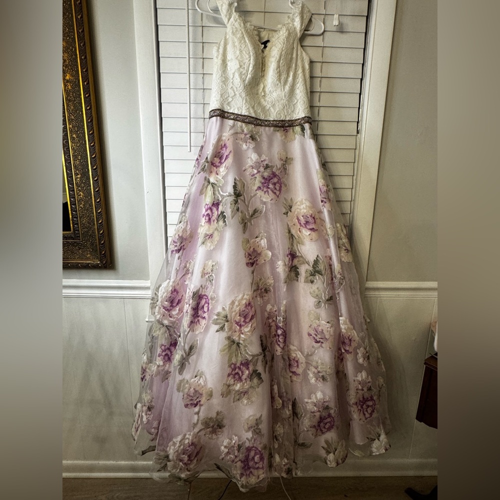 Clarisse Cream and Lavender Ball Gown
